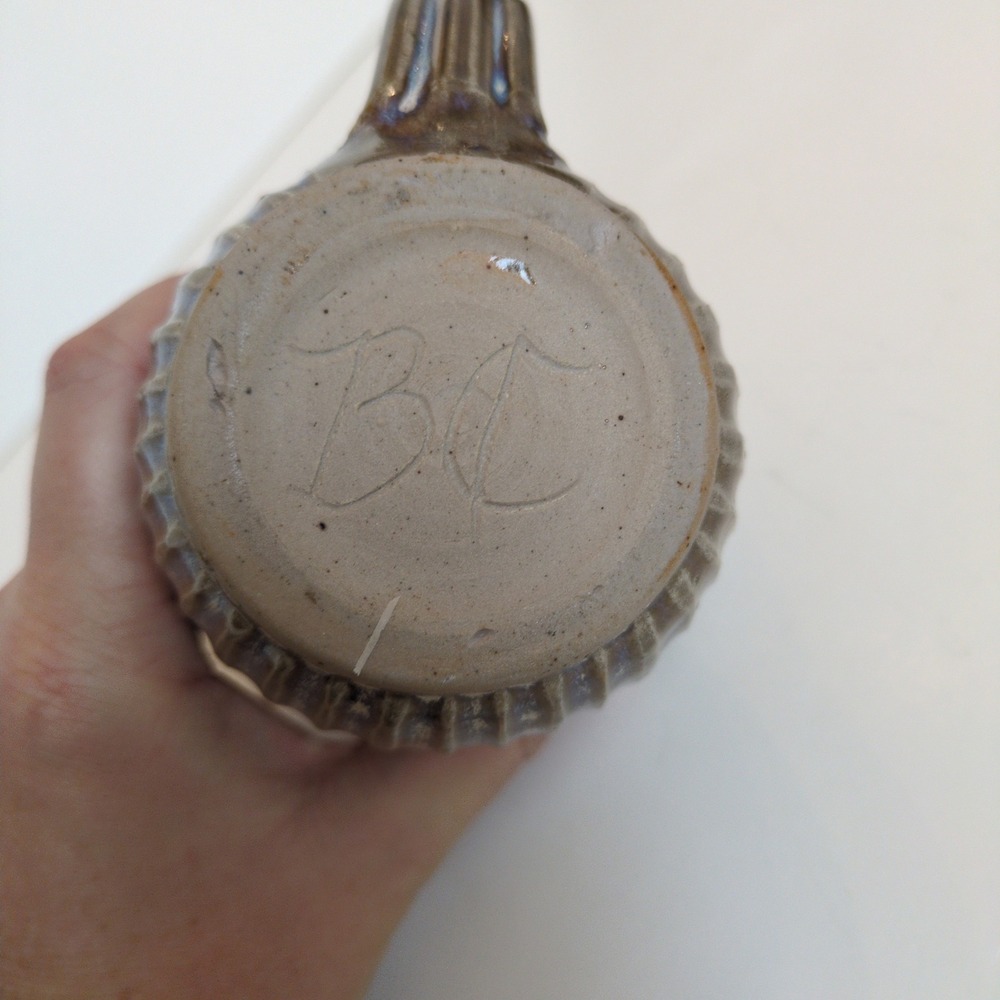 Artisan Handmade Pottery Stoneware Coffee or Tea Mug - Ribbed Blue Gray Brown - Picture 7 of 7